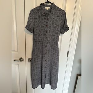 Womens Monteau A-Line Flowy Black and White Polka Dot Dress Size Large